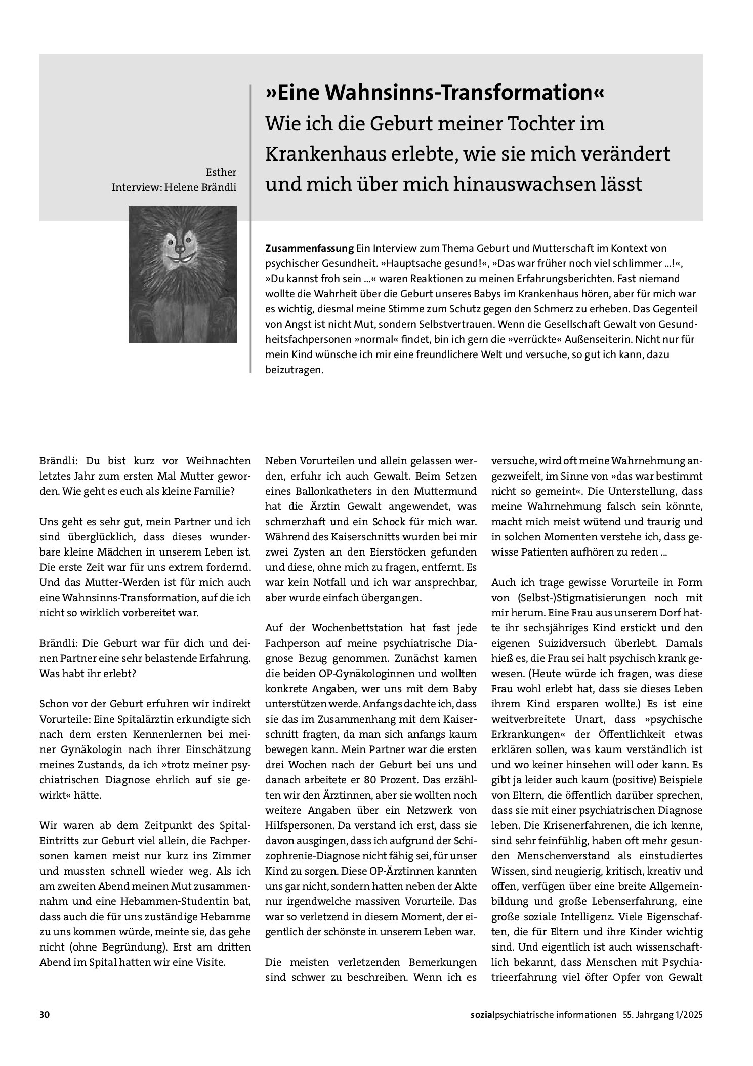 Vorschauseite 1: „Eine Wahnsinns-Transformation“ Wie ich die Geburt meiner Tochter im Krankenhaus erlebte, wie sie mich verändert und mich über mich hinauswachsen lässt