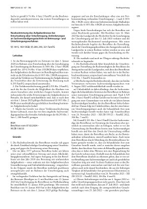 Vorschauseite 1: Neubestimmung des Aufgabenkreises bei Entscheidung über Unterbringung, Anforderungen an Sachverständigengutachten im Betreuungsund Unterbringungsverfahren