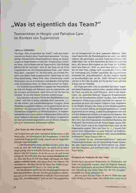 Vorschauseite 1: "Nas ist eigentlich das Team?" Teamerleben in Hospiz und Palliative Care im Kontext von Supervision