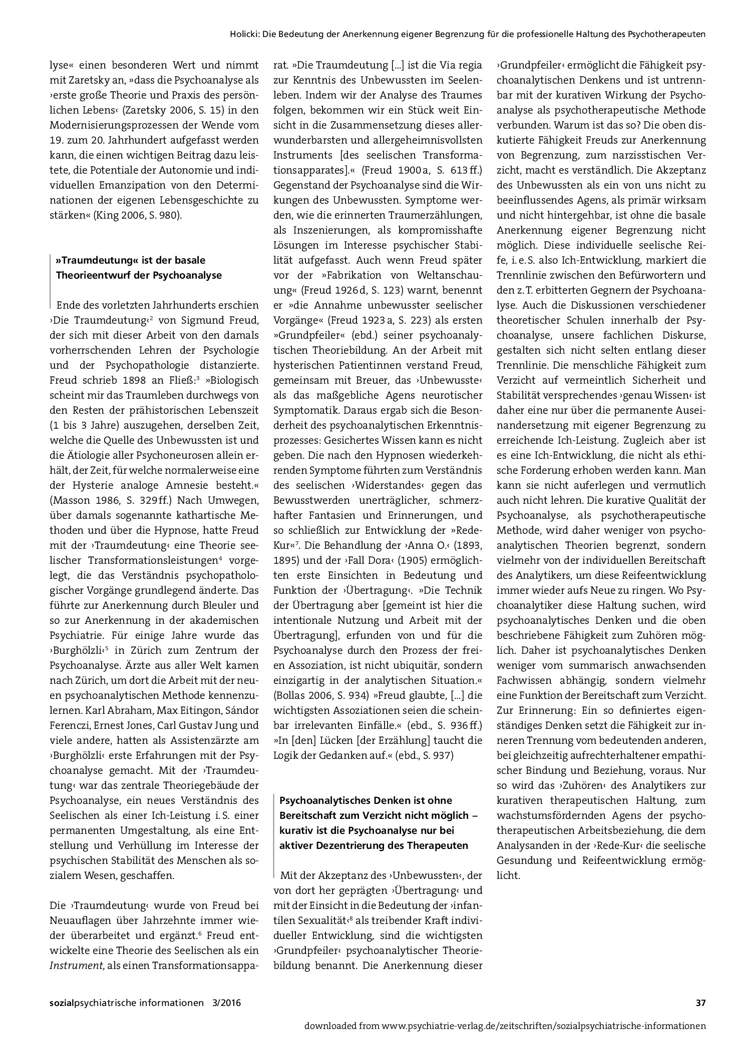 Vorschauseite 2: Die Bedeutung der Anerkennung eigener Begrenzung für die professionelle Haltung des Psychotherapeuten