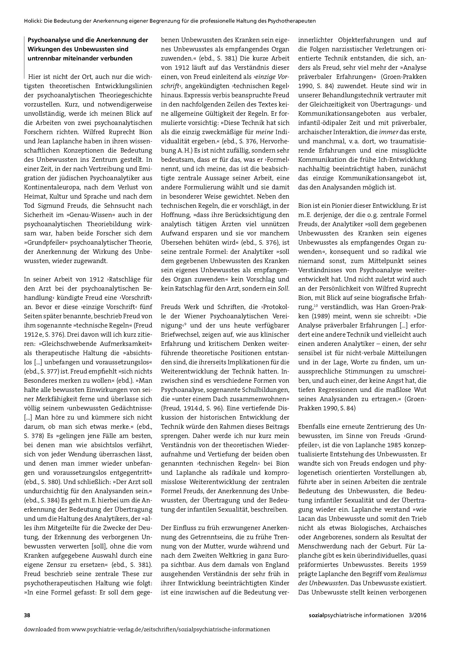 Vorschauseite 3: Die Bedeutung der Anerkennung eigener Begrenzung für die professionelle Haltung des Psychotherapeuten