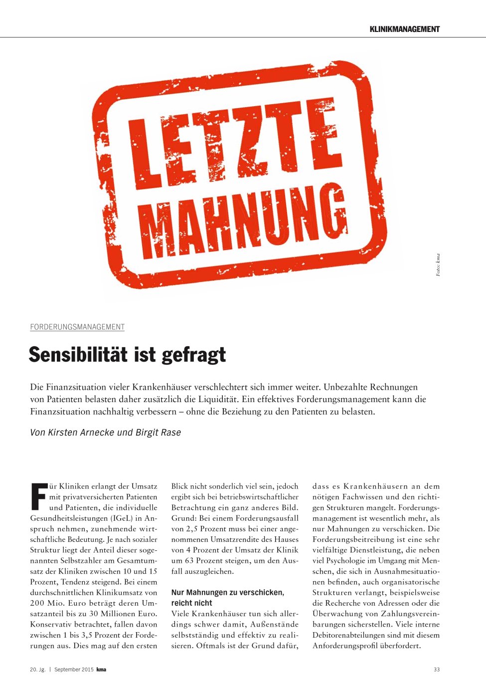 Vorschauseite 1: Sensibilität ist gefragt