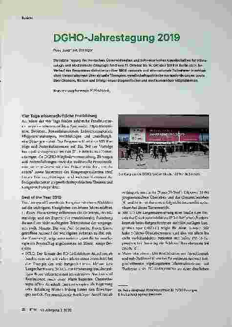 Vorschauseite 1: DGHO- Jahrestagung 2019