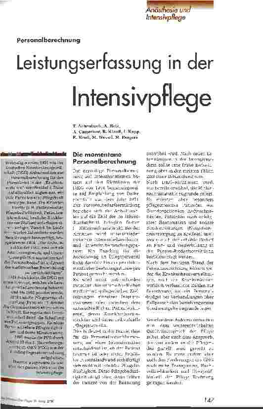 Vorschauseite 1: Leistungserfassung in der Intensivpflege Personalberechnung