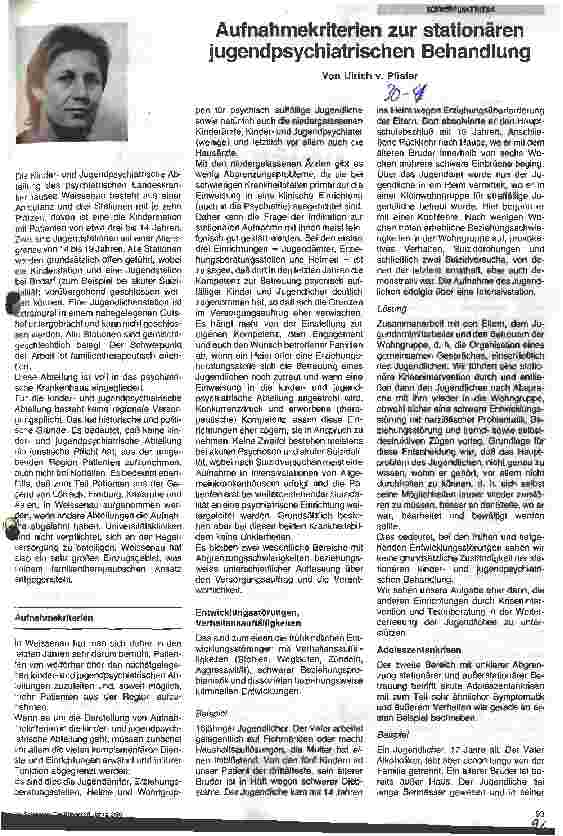 Vorschauseite 1: Aufnahmekriterien zur stationären jugendpsychiatrischen Behandlung