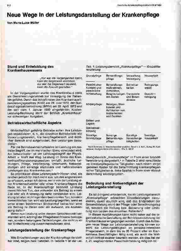 Vorschauseite 1: Neue Wege in der Leistungsdarstellung der Krankenpflege