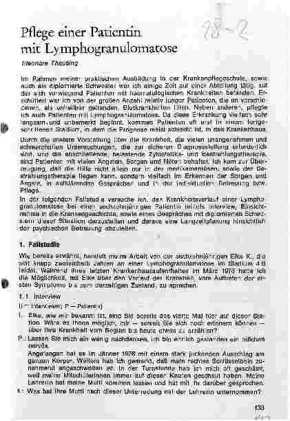 Vorschauseite 1: Pflege einer Patientin mit Lymphogranulomatose
