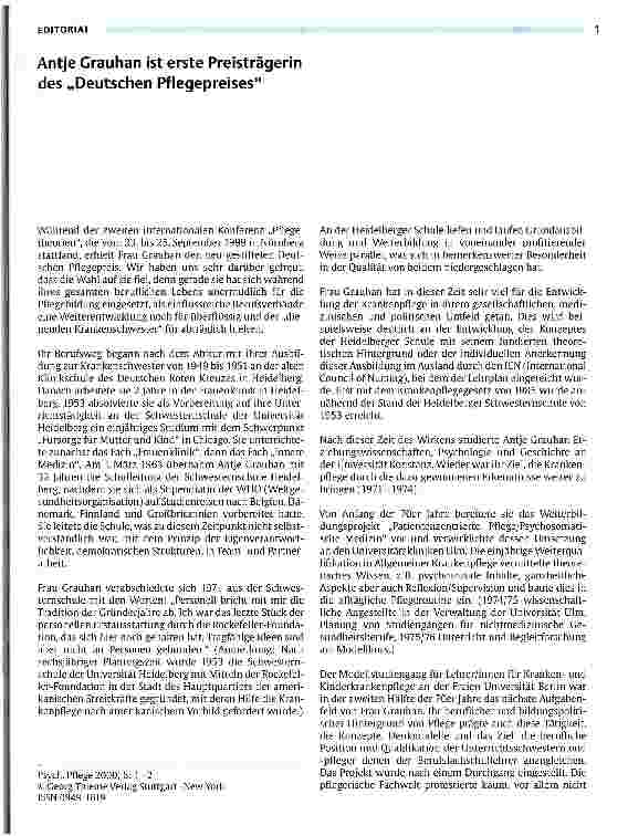 Vorschauseite 1: Antje Grauhan ist erste Preisträgerin des Deutschen Pflegepreises