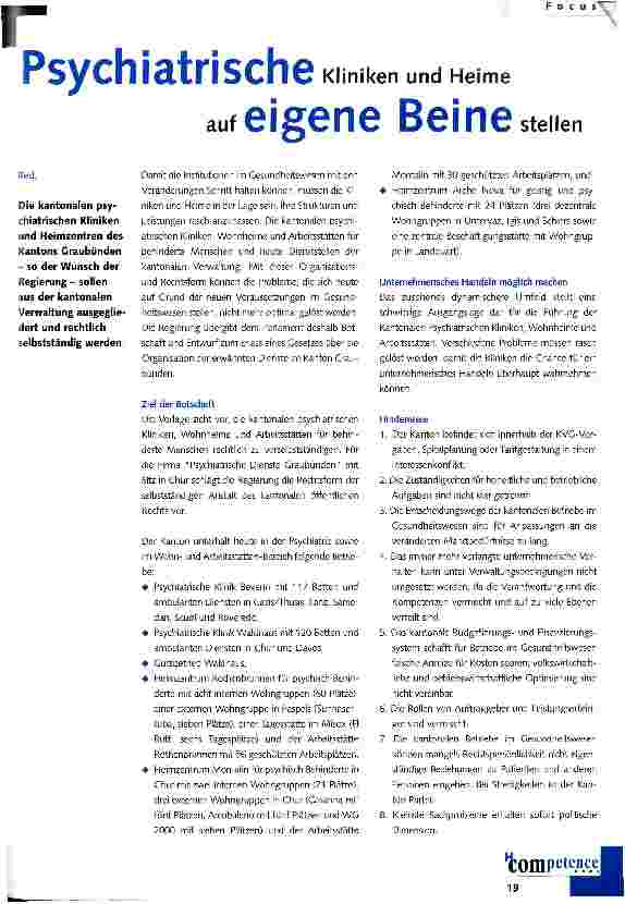 Vorschauseite 1: Psychiatrische Kliniken und Heime auf eigene Beine stellen