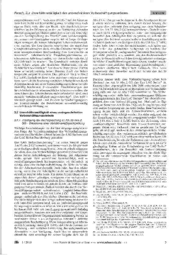 Vorschauseite 4: Zur Unverhältnismäßigkeit des unbeschränkten Vorbeschäftigungsverbotes in § 14 Abs. 2 S.2 TzBfG