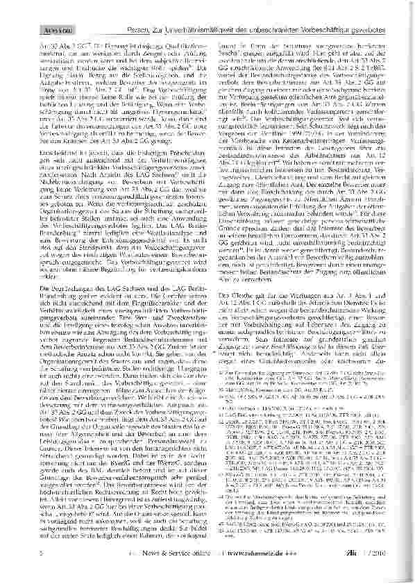 Vorschauseite 5: Zur Unverhältnismäßigkeit des unbeschränkten Vorbeschäftigungsverbotes in § 14 Abs. 2 S.2 TzBfG