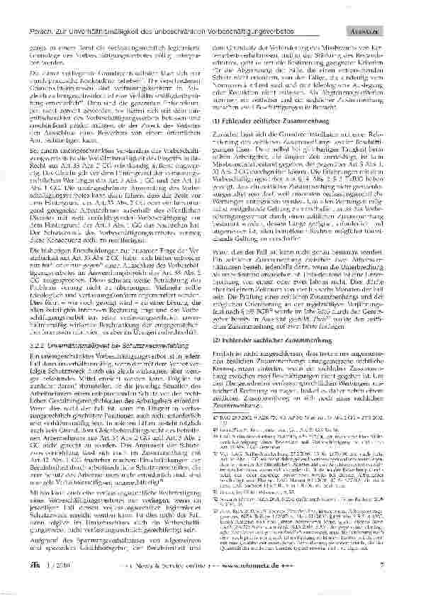 Vorschauseite 6: Zur Unverhältnismäßigkeit des unbeschränkten Vorbeschäftigungsverbotes in § 14 Abs. 2 S.2 TzBfG
