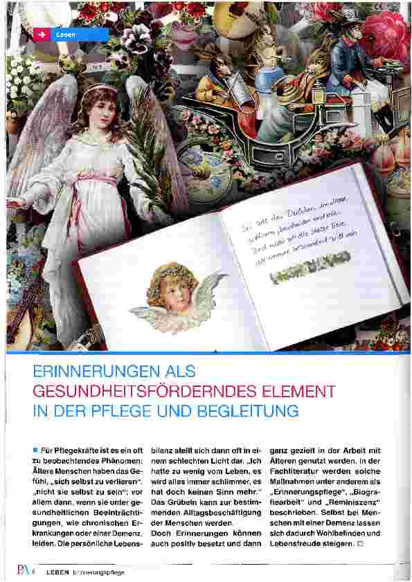 Vorschauseite 1: ERINNERUNGEN ALS GESUNDHEITSFÖRDERNDES ELEMENT IN DER PFLEGE UND BEGLEITUNG