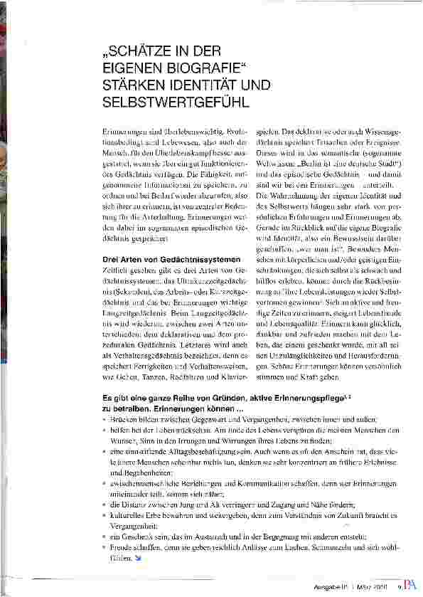Vorschauseite 2: ERINNERUNGEN ALS GESUNDHEITSFÖRDERNDES ELEMENT IN DER PFLEGE UND BEGLEITUNG