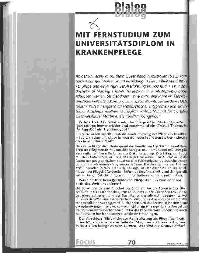 Vorschauseite 1: Mit Fernstudium zum Universitätsdiplom in Krankenpflege