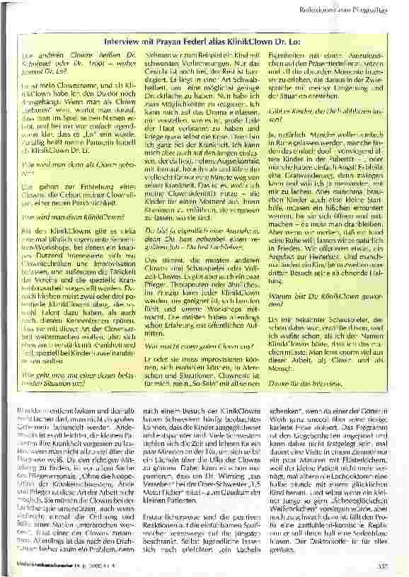 Vorschauseite 3: Zur Kichertherapie mit Dr. Trööt, bitte! Professionelle KlinikClowns verzaubern den Klinik-Alltag