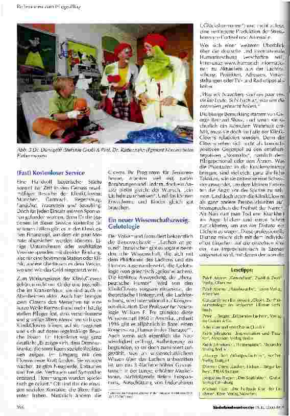 Vorschauseite 4: Zur Kichertherapie mit Dr. Trööt, bitte! Professionelle KlinikClowns verzaubern den Klinik-Alltag
