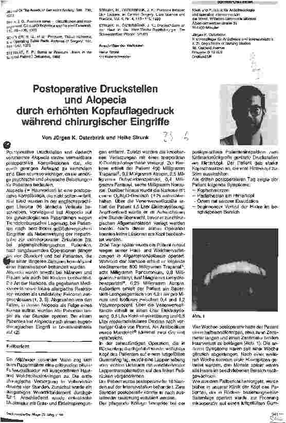 Vorschauseite 1: Postoperative Druckstellen und Alopecia durch erhöhten Kopfauflagedruck während chirurgischer Eingriffe