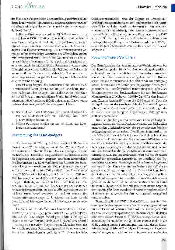 Vorschauseite 2: Leistungsorientierte AAittelverteilung (LOAA) in der Medizin in Baden-Württemberg