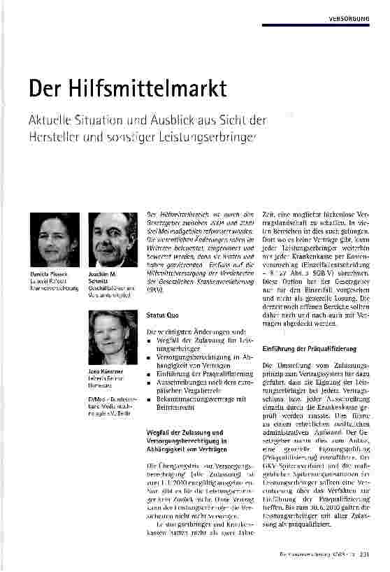 Vorschauseite 1: Der Hilfsmittelmarkt