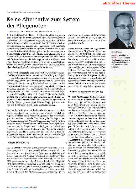 Vorschauseite 1: Keine Alternative zum System der Pflegenoten