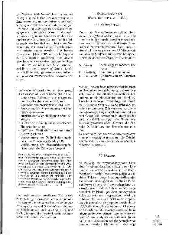 Vorschauseite 2: DIE NEUEN ILCOR-EMPFEHLUNGEN FÜR DIE KARDIOPULMONALE REANIMATION