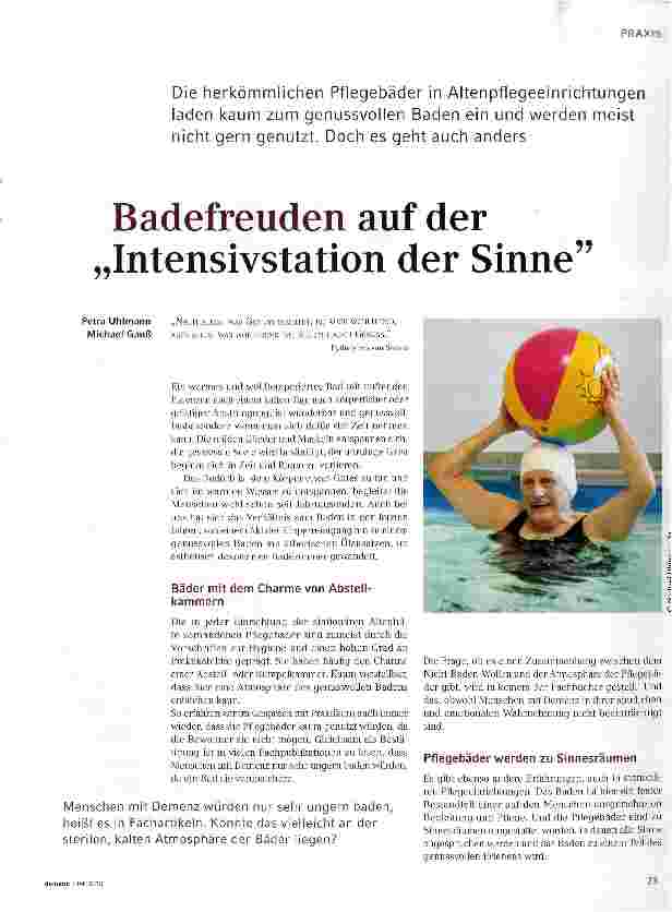 Vorschauseite 1: Badefreuden auf der Intensivstation der Sinne