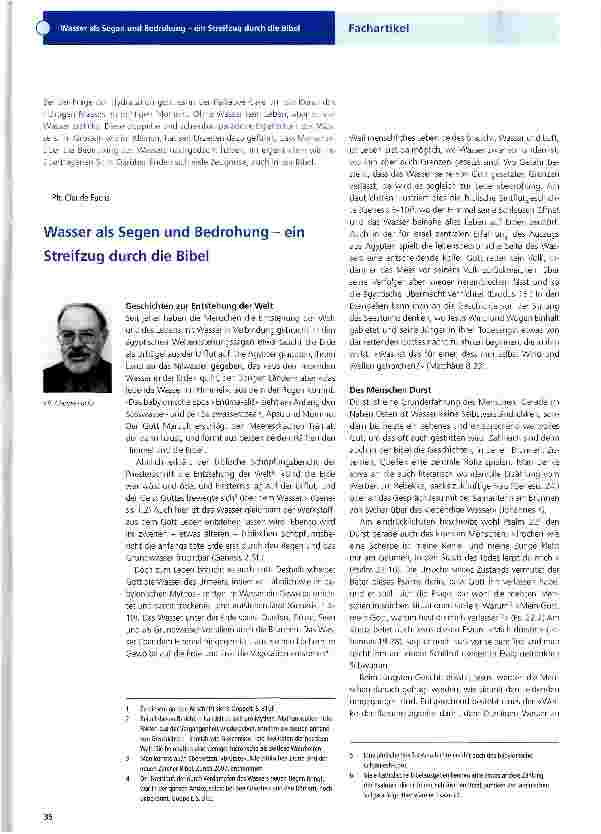 Vorschauseite 1: Wasser als Segen und Bedrohung - ein Streifzug durch die Bibel