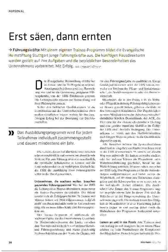 Vorschauseite 1: Erst säen, dann ernten