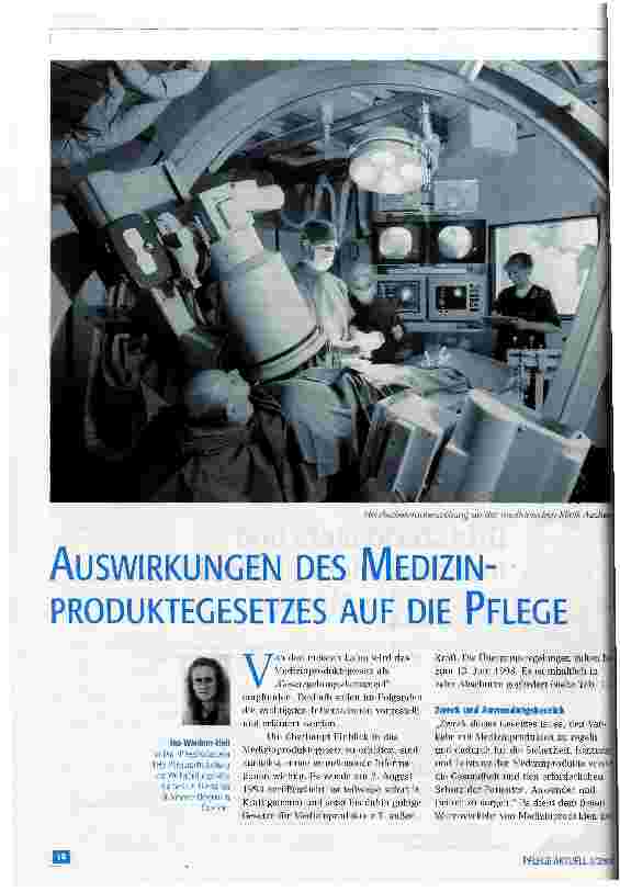 Vorschauseite 1: Auswirkungen des Medizinproduktegesetzes auf die Pflege