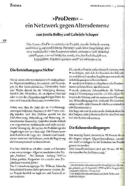 Vorschauseite 1: ProDem - ein Netzwerk gegen Altersdemenz