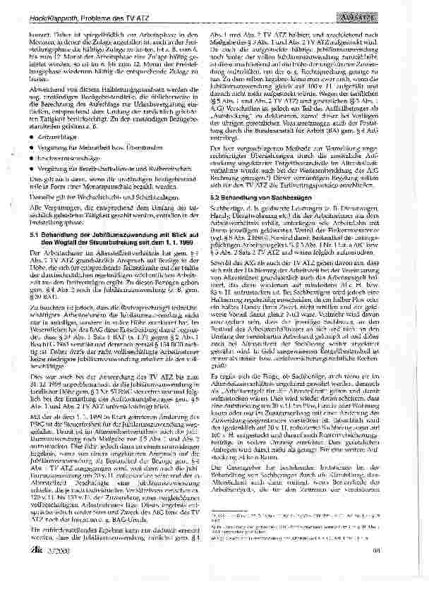 Vorschauseite 3: Ausgewählte Probleme bei der Anwendung des Tarifvertrags zur Regelung der Alterstellzeit (TV ATZ)
