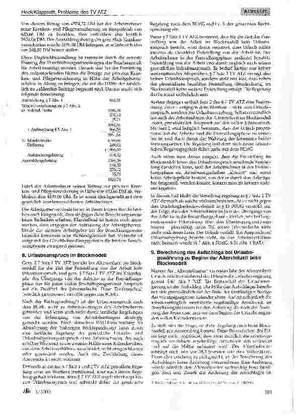 Vorschauseite 5: Ausgewählte Probleme bei der Anwendung des Tarifvertrags zur Regelung der Alterstellzeit (TV ATZ)