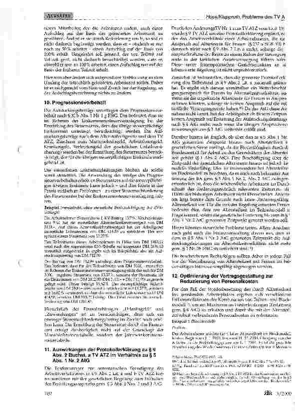Vorschauseite 6: Ausgewählte Probleme bei der Anwendung des Tarifvertrags zur Regelung der Alterstellzeit (TV ATZ)