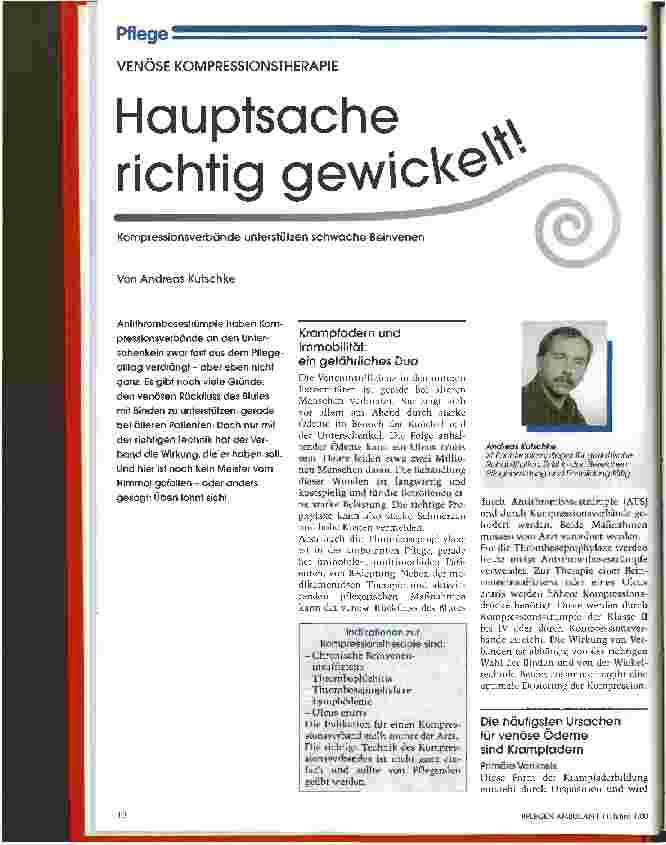 Vorschauseite 1: Hauptsache richtig gewickelt Venöse Kompressionstherapie