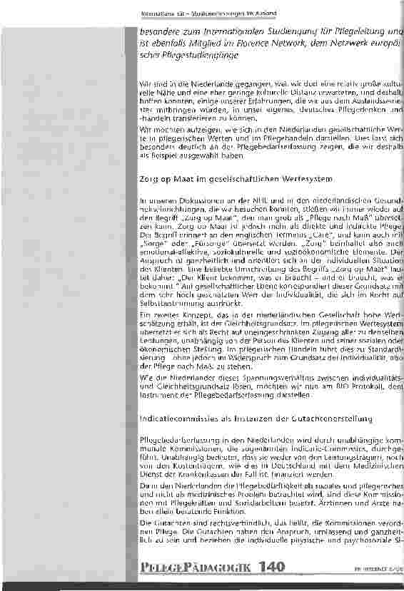 Vorschauseite 2: Indicatiecommissies - Aspekte der Pflegebedarfserfassung in den Niederlanden