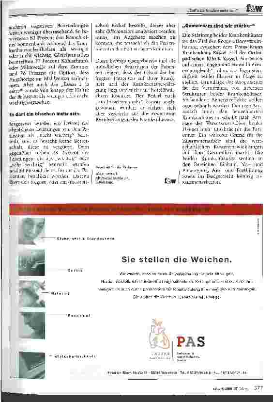 Vorschauseite 3: Darfs ein bisschen mehr sein? Ergebnisse einer Patientenbefragung zum Thema Zusätzliche Serviceleistungen im Krankenhaus