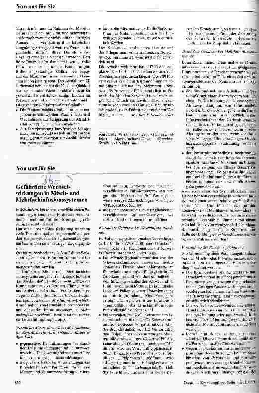 Vorschauseite 1: Gefährliche Wechselwirkungen in Mischund Mehrfachinfusionssystemen