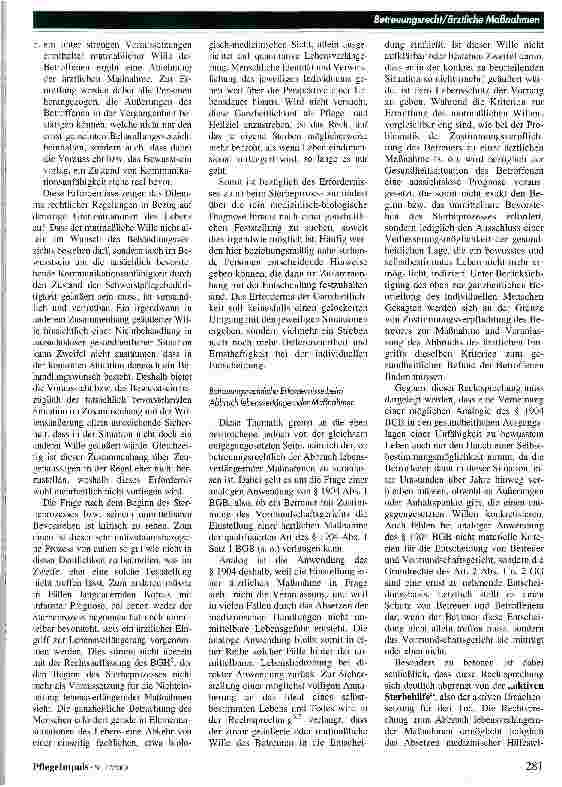 Vorschauseite 3: Fragen des Betreuungsrechts im Zusammenhang mit ärztlichen Maßnahmen Überblick über die aktuelle Rechtsprechung
