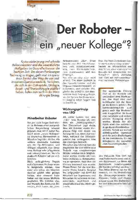 Vorschauseite 1: Der Roboter - ein neuer Kollege? Op. -Pflege