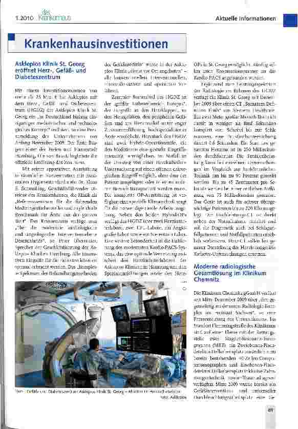 Vorschauseite 1: Askiepios Klinik St. Georg eröffnet Herz-, Gefäßund Diabeteszentrum
