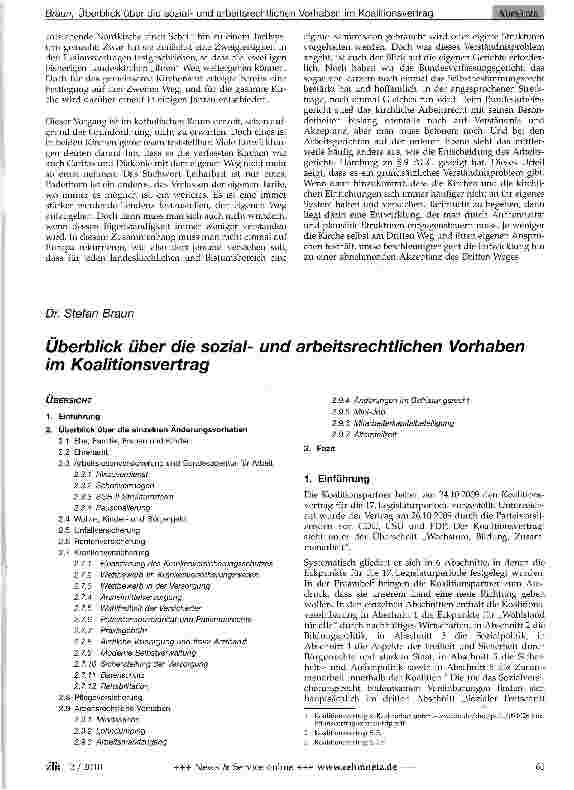 Vorschauseite 1: Überblick über die sozialund arbeitsrechtlichen Vorhaben im Koalitionsvertrag