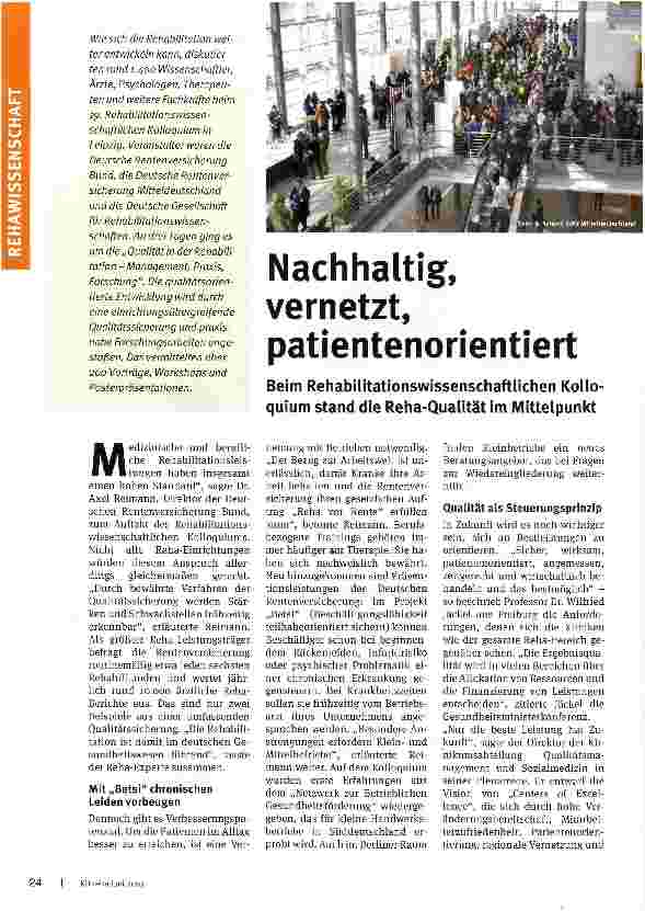 Vorschauseite 1: Nachhaltig, vernetzt, patientenorientiert