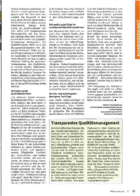 Vorschauseite 2: Nachhaltig, vernetzt, patientenorientiert