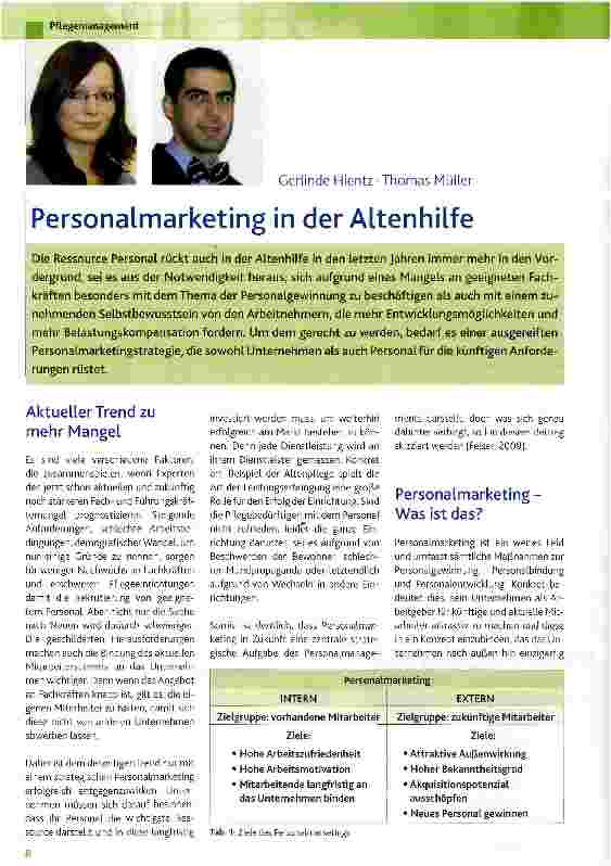 Vorschauseite 1: Personalmarketing in der Altenhilfe