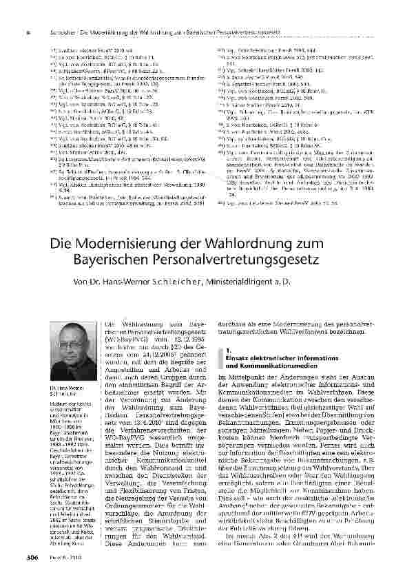 Vorschauseite 1: Die Modernisierung der Wahlordnung zum Bayerischen Personalvertretungsgesetz