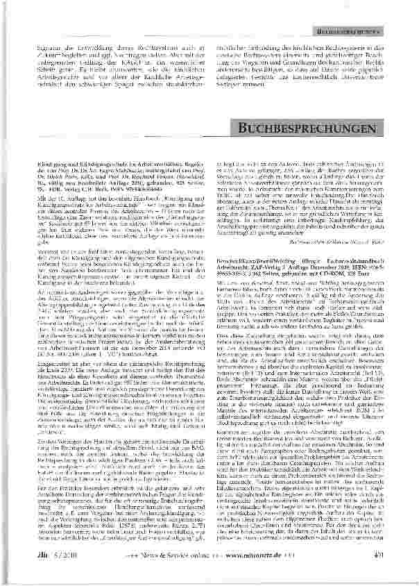Vorschauseite 6: Novellierung der Kirchlichen Arbeitsgerichtsordnung (KAGO) im Bereich der Deutschen Bischofskonferenz
