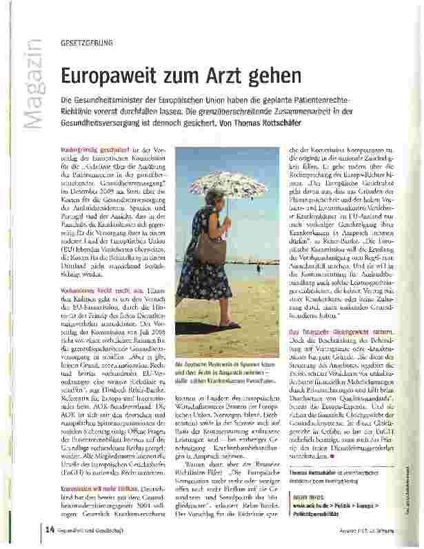 Vorschauseite 1: Europaweit zum Arzt gehen