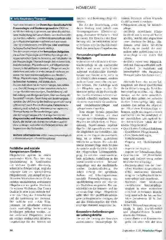 Vorschauseite 2: Homecare Hohe Qualifikationsansprüche