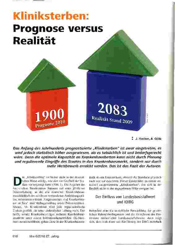Vorschauseite 1: Kliniksterben: Prognose versus Realität